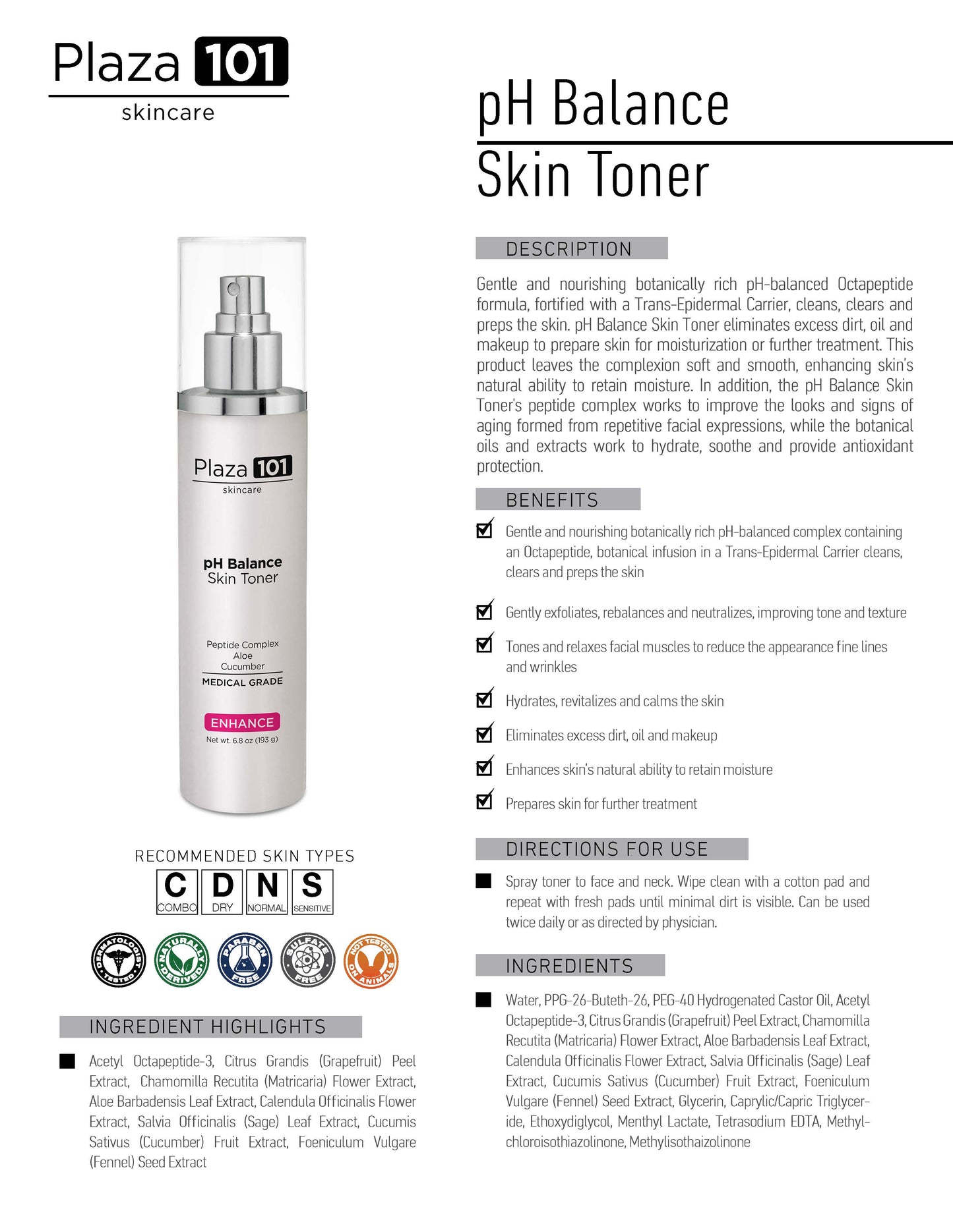 pH Balance Skin Toner